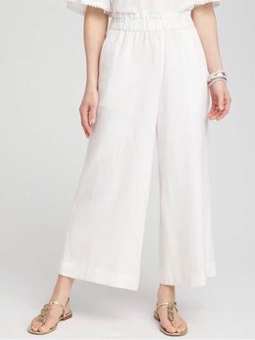 Chicos cotton wide leg gauze ankle pant